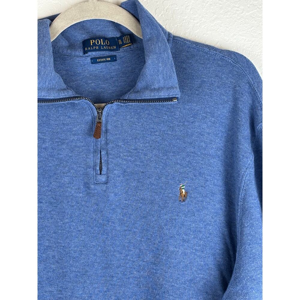 Polo Ralph Lauren Estate Rib Quarter Zip Pullover Blue Men’s Medium - Picture 2 of 6